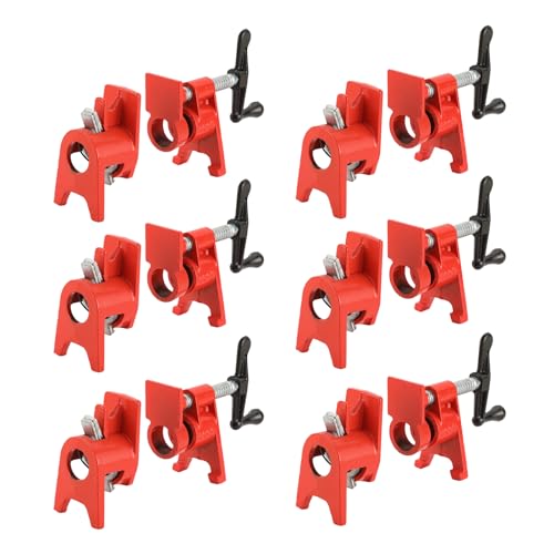 6 Pack 1/2" Wood Gluing Pipe Clamp Set with Unique Foot Design - style: 6pc, 1/2" with foot