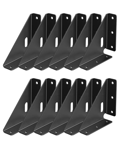 3-11/16" Heavy Duty Corner Brace Bracket for Wood, Black 12 Pack - color: Black-12 Pcs
