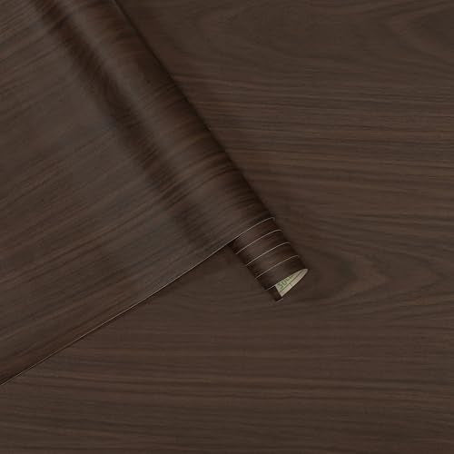 Extra Wide Walnut Contact Paper Wood Vinyl Wrap Dark Wood Grain Wallpaper - color: Brown, size: 48"W x 118"L