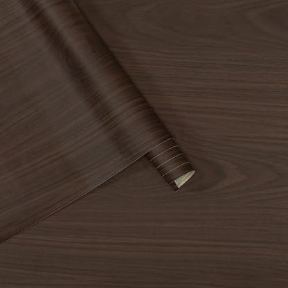 BAYYA Dark Walnut Contact Paper Thick Brown Wood Wallpaper Peel Stick - color: Brown, size: 24"W x 197"L