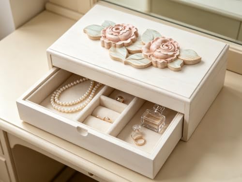 2 Pack Unfinished Wood Carved Rose Appliques Onlays, 16x6.5cm/6.3x2.56 DIY Wood Ornaments for Cabinet Dresser Bed Mirror Fireplace Wardrobe Wall Decor