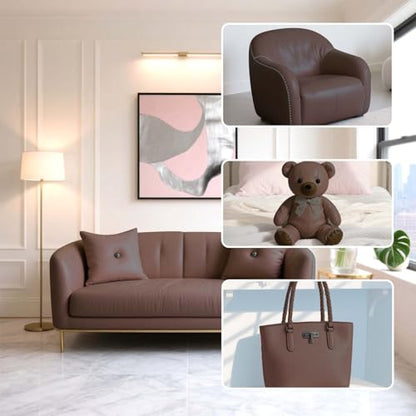 Faux Leather Fabric Smooth Solid 54" x 36" (Dark Brown) - color: Dark Brown
