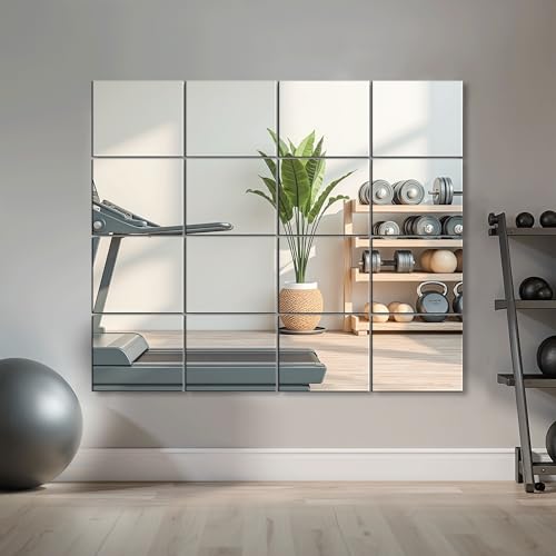 Delma Frameless Mirror Tiles 12"x10"x16 Pcs Wall Mounted - size: 12''x10''-16PCS