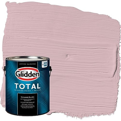 Glidden Total Interior Wall Paint & Primer All-in-One, Rose Stain/Pink-Purple, Flat, 1 Gallon - color: Rose Stain, size: 128 Fl Oz (Pack of 1)