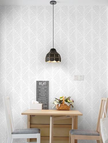 Safiyya Peel and Stick Wallpaper Boho Contact Paper 17.3"x393" Light Grey Geometric Modern Wall Paper Self Adhesive Removable Wallpaper for Bedroom Vinyl Rolls - color: Grey and White, size: 17.3" x 393"