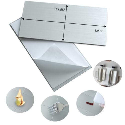AULIGET 100-Piece Stainless Steel Subway Tile Peel and Stick Backsplash, 3" x 6" Metal Stick on Wall Tiles for Backsplash Kitchen, Bathroom, Laundry Room, Camper, Fireplace - color: Stainless Steel