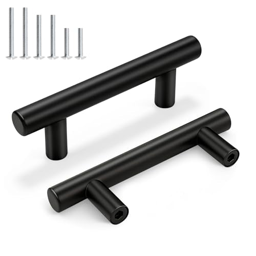 Gobrico 10 Pack 2-1/2" (64mm) Hole Center Cabinet Handles, Black Cabinet Pulls, Matte Black Stainless Steel Drawer Pulls, 4" Overall Length - color: Black, size: 2-1/2 Inch Hole Center