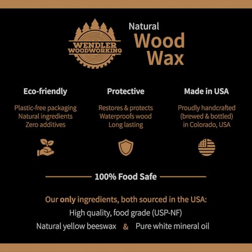 Natural Wood Wax (4 oz) for Cutting Boards, Wooden Utensils, Butcher Blocks, Wooden Surfaces - Made with Natural Beeswax and Mineral Oil, Handcrafted in USA, Food Safe, Conditioner, Wood Butter - size: 4 Ounce
