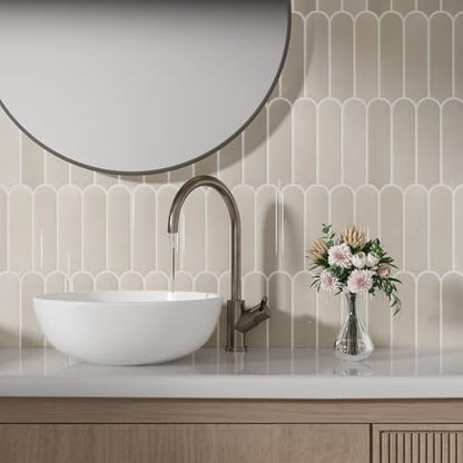 Peel and Stick Backsplash Tile, 10 Sheets 12''x12'' Kitchen Tiles - color: Beige Brown