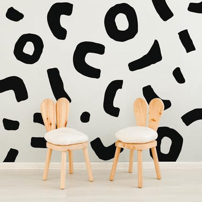 Large Black Boho Geometric Wall Decals, Abstract Shapes Wall Décor - style: Abstract