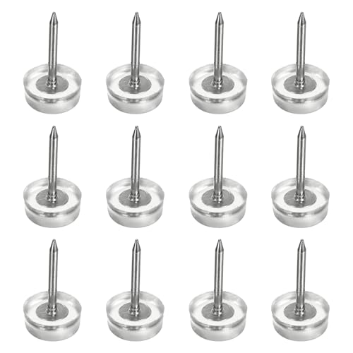 uxcell 12Pcs Furniture Sliders, 10mm Round Plastic Furniture Guides Nail-on Pads, Hardwood Floor Protectors for Chair, Table, Desk, Cabinet Leg, Transparent - size: 10mm