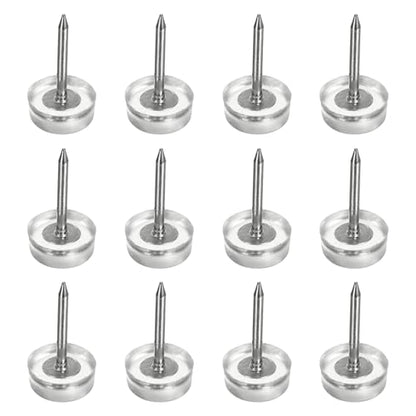 uxcell 12Pcs Furniture Sliders, 10mm Round Plastic Furniture Guides Nail-on Pads, Hardwood Floor Protectors for Chair, Table, Desk, Cabinet Leg, Transparent - size: 10mm