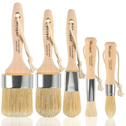 Wesquer 5-Pack All in One Paint Brush - Chalk & Wax Brushes for Furniture