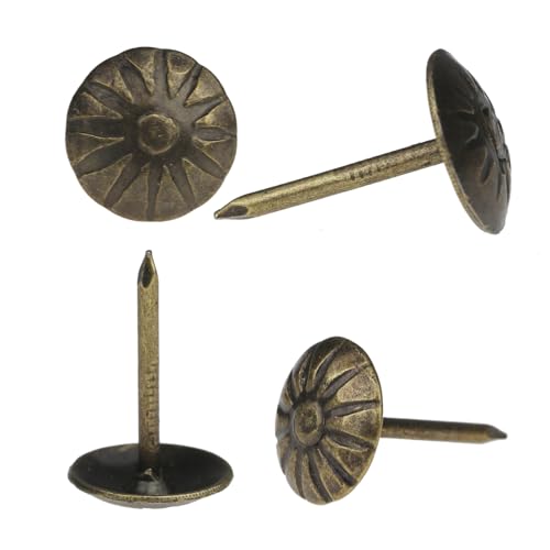 Upholstery Tacks for Furniture 100pcs Decorative Upholstery Nails 7/16" - color: Antique Brass-pattern