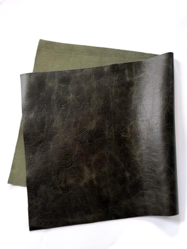 Natural Grain Cow Leathers: 12'' x 24'' Pre-Cut Leather Pieces (Olive Distressed, 1 Piece) - color: Olive Distressed, size: 1 Piece