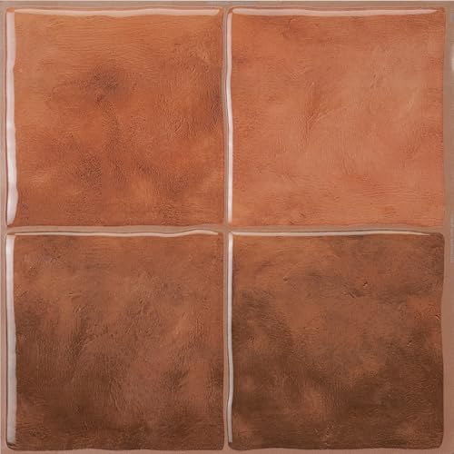 Smart Tiles Peel and stick backsplash, Zellige Terracotta Red, 9"x9" - color: Terracotta Red