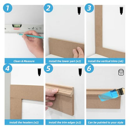 Art3d MDF Premade Paintable Board and Batten Wainscoting Kit, 94.5 x 54 in - size: 94.5 x 54 Inch