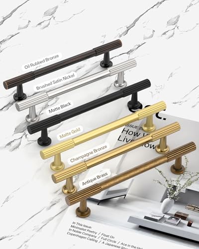 Antique Brass Cabinet Handles Kitchen Pulls 6.25 Inch 10 Pack - color: Antique Brass, size: Handle - 6-1/4"/160MM Hole Center