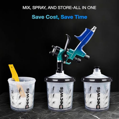 Disposable Paint Cups System 20 oz (600ml) Kit, 50 Liners & Lids
