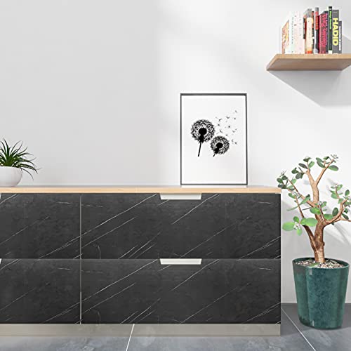 Decotalk 15.7x200 Inch Matte Black Countertop Contact Paper Marble - size: 15.7" x 200"