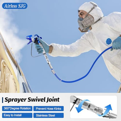 18Pcs 3600PSI Airless Spray Gun Kit, 25Ft Hose, 5 Tips
