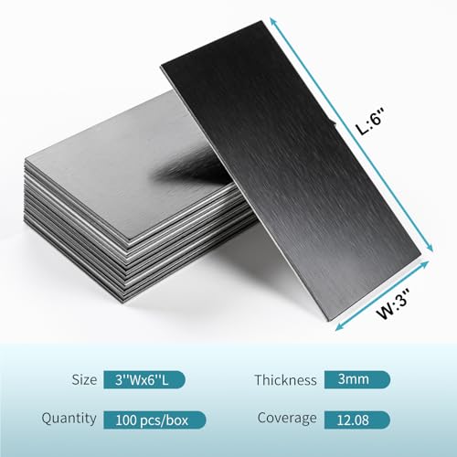 Vamos Tile 100-Pack Peel and Stick Backsplash Tile,3" x 6" Subway Tile - color: Brushed Black