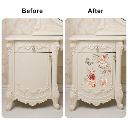 Joeyan Boho Bouquets Rub On Transfers for Furniture and Crafts,12''x18'' - style: Boho Bouquets