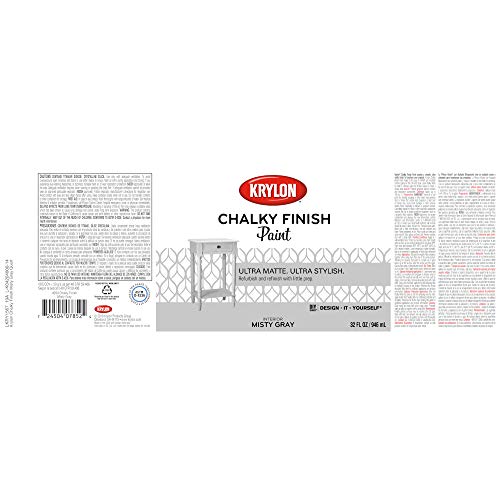 Krylon K04204000-14 Chalky Finish Quart, 32 Fl Oz (Pack of 1), Misty Gray