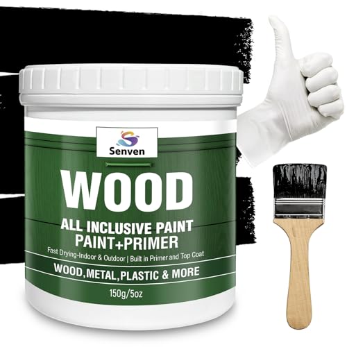 Black Paint 150ML Acrylic Black Paints for Wood, Furniture, Cabinets, Walls, Trim, Doors, Tables, Acrylic Enamel Multi Surface Paint, Water Based Fast Drying, Interior/Exterior, 5.3 Fl Oz - color: Black, size: 5.3 Fl Oz (Pack of 1)