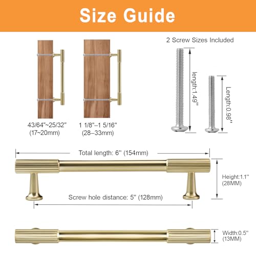 VEHCIL 20 Pack Brushed Gold Cabinet Handles, 5" Kitchen Cabinet Pulls Drawer Dresser Handles Cabinet Hardware for Kitchen Cupboard, Solid Zinc Alloy - color: Brushed Light Gold (20PACK), size: 5 Inch Hole Center