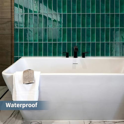 Green Backsplash Tile Peel and Stick for Kitchen Wall Subway10-Sheet - color: Dark Green