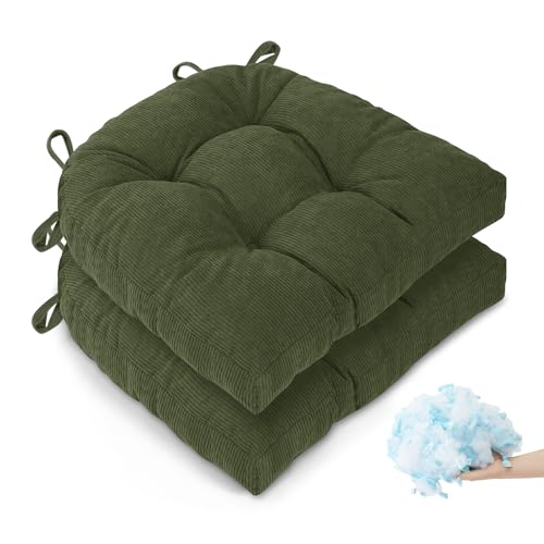 20x20 in Kitchen Wicker Chair Seat Cushions Indoor, Green, 2 Pack - color: Green, size: 20"x20" | 2-Pack