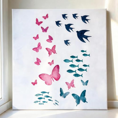 TIAMECH A4 Reusable Butterfly Swallow School of Fish Stencil for Painting - color: Butterfly Swallow School of Fish
