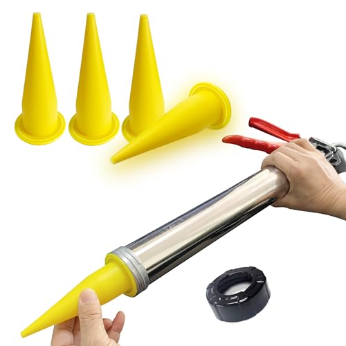 Caulking Nozzle for Caulking Gun, Reusable Caulk Nozzle Applicator, Durable Epoxy Piston Caulk, Replacement Extension Tool Supplies Applied in the Construction (yellow-12Pack)…