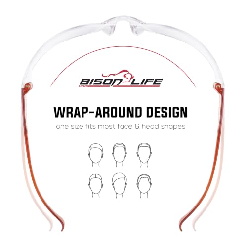 BISON LIFE Clear/Orange Safety Glasses for Men & Women, ANSI Z87.1, 6 Pack - color: Clear/Orange
