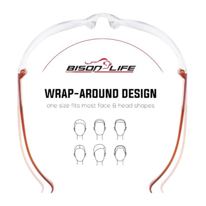 BISON LIFE Clear/Orange Safety Glasses for Men & Women, ANSI Z87.1, 6 Pack - color: Clear/Orange