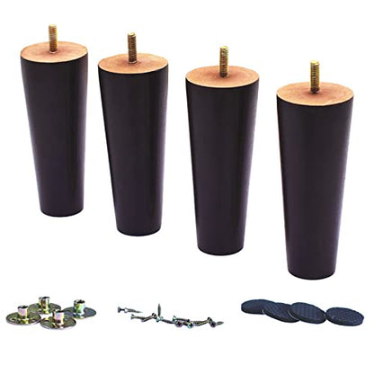 WEICHUAN 6 Inch Wood Replacement Furniture Sofa Couch Legs Set of 4 - size: 6"