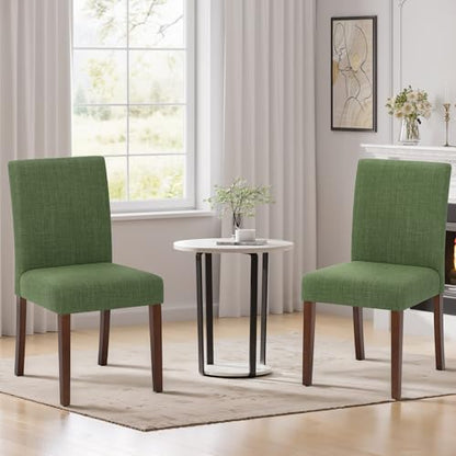 MALOL Upholstered Dining Chairs Set of 2, Modern Fabric Dining Room Chair, Wooden Dining Chair, Kitchen Side Chairs, Farmhouse Dinner Chair with High Back for Kitchen, Green - color: Green, size: Set of 2