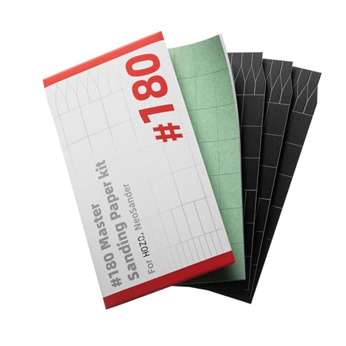 HOZO NeoSander 180 Grit Foam Master Sanding Paper, 4PCS Sandpaper (3 Standard + 1 Foam Backed),for Rapid Material Removal, Shaping & Surface Preparation, Ideal for Resin, 3D Prints & DIY Projects - size: 180Grit