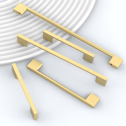 9BUILD 10 Pack Gold Cabinet Pulls - 5 Inch Handles for Drawer & Cabinet - color: Brushed Gold, size: 5"/128MM Hole Center, style: 10 Pack