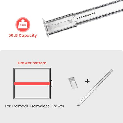 homdiy 20 Inch Heavy Duty Center Mount Drawer Slides Track (5 Pcs) - size: 20 Inch, style: 5 Pack