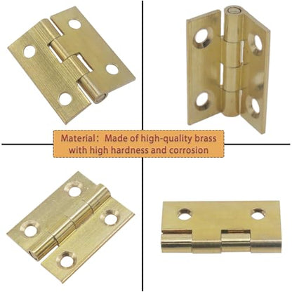 8 Pack Brass Cabinet Hinges 1 Inch for Cabinets and Furniture - size: 1inch