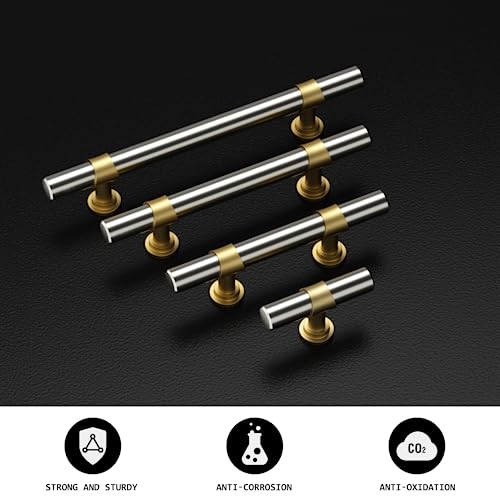 homdiy 10 Pack 3 Inch Hole Center Brushed Nickel and Gold Cabinet Pulls - color: Brushed Nickel & Matte Gold, size: 3 in Hole Centers