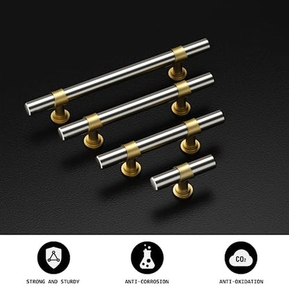 homdiy 10 Pack 3 Inch Hole Center Brushed Nickel and Gold Cabinet Pulls - color: Brushed Nickel & Matte Gold, size: 3 in Hole Centers