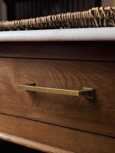 5 Pack Antique Brass Cabinet Pulls 5" Hole Center Retro Vintage Cabinet Handles Square Drawer Pulls Cupboard Kitchen Hardware - size: 5" Hole Center