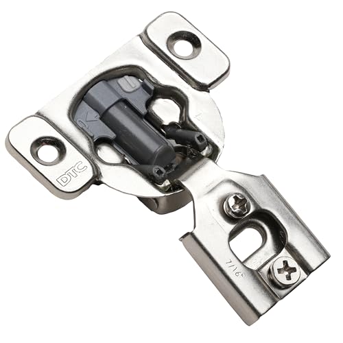 25 Pack Rok Hardware 105-Degree Opening Angle 7/16" (11mm) Overlay Screw-On 2-Cam, 6 Way Adjustable Soft-Close Face Frame Cabinet Hinges, Nickel Plated Finish - H8Q045H