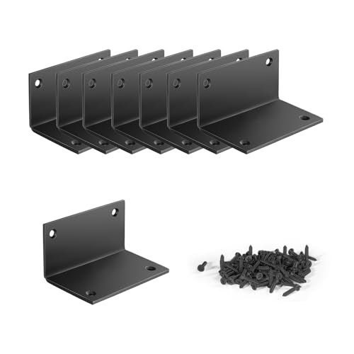 8 PCS Iron 2.76 Inch L Right Angle Bracket with Screws, 2.76" x 1.57" x 1.57" Metal Joint Bracket 90 Degree Corner Brace for Wood Bookshelf Furniture Cabinet, Thickness 3 mm Heavy Duty Black Brackets - size: 2.76" x 1.57" x 1.57" - 8pcs - Black