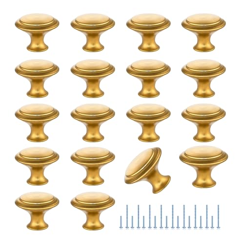 JOY DECOR Gold Cabinet Drawer Hardware,30mm Kitchen Cabinet Knobs,18 Pack - color: Gold