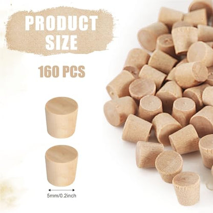 NQEUEPN 160pcs Flat Head Wood Plugs, 3/16 Inch Wooden Screw Plugs, Brown - size: 3/16 Inch