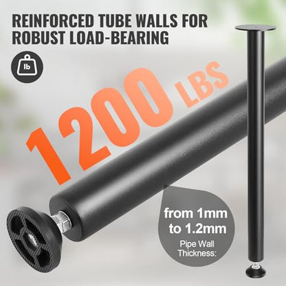 VEVOR 28 Inch Adjustable Desk Legs, Reinforced Steel Office Table Furniture Legs Set of 4 for DIY, 1200 lbs Load Capacity Heavy Duty Desk Legs, Quick Instalation Legs with Adjustable Foot Cup Black - size: 28 inch/Straight